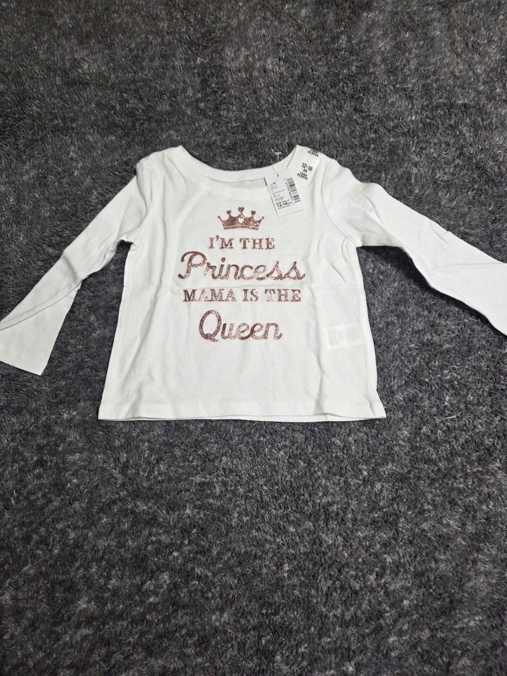 The Children's Place White Long-Sleeve Tee with Rose-Gold Glitter Graphic